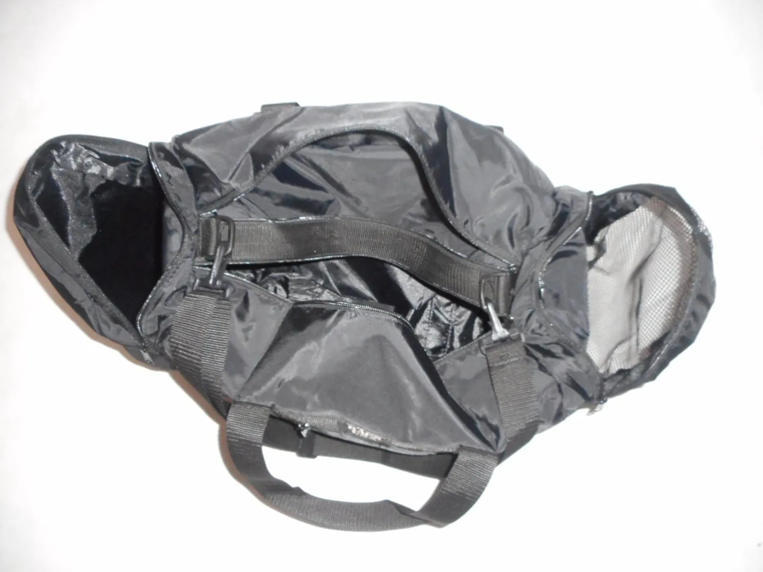 Duffle Bag Wet and Dry with One End Compartment Mesh, Front Pocket, Made In USA (Black)