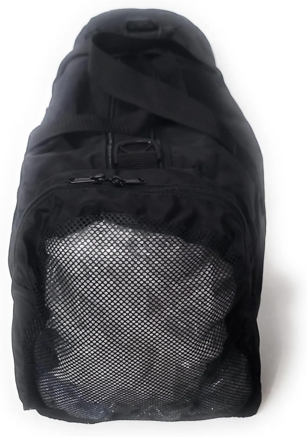 Duffle Bag Wet and Dry with One End Compartment Mesh, Front Pocket, Made In USA (Black)