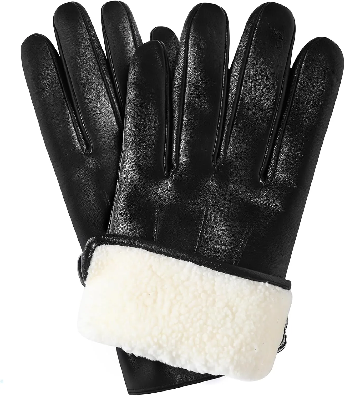 Eadali Authentic Sheepskin Leather Winter Gloves for Men with Lambswool Lining