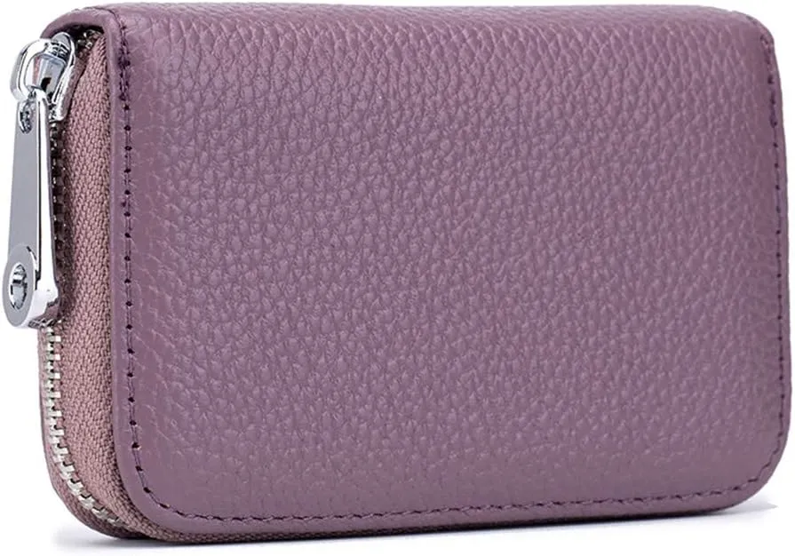 EASTNIGHTS RFID Credit Card Holder Genuine Leather Credit Card Wallet with Zipper