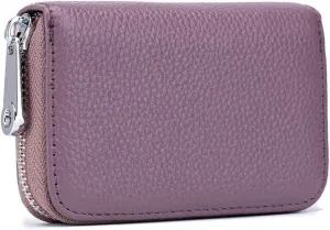 EASTNIGHTS RFID Credit Card Holder Genuine Leather Credit Card Wallet with Zipper