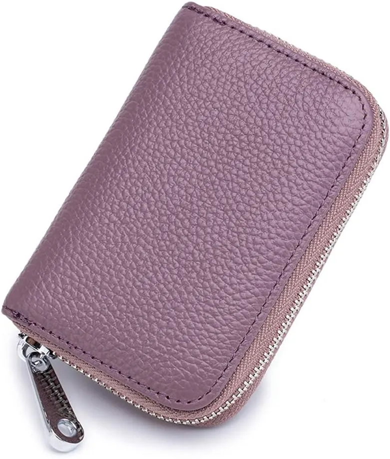 EASTNIGHTS RFID Credit Card Holder Genuine Leather Credit Card Wallet with Zipper