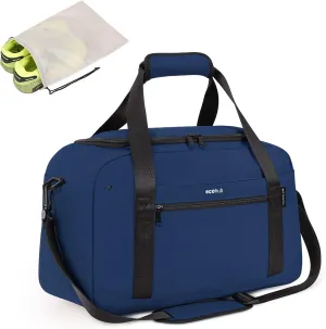 ECOHUB Small Gym Bag 15 inch Mini Travel Duffel Bag with Wet Pocket & Shoes Bag Underseat Carry On Lightweight Waterproof Personal Item Bag Blue (Patent Pending)