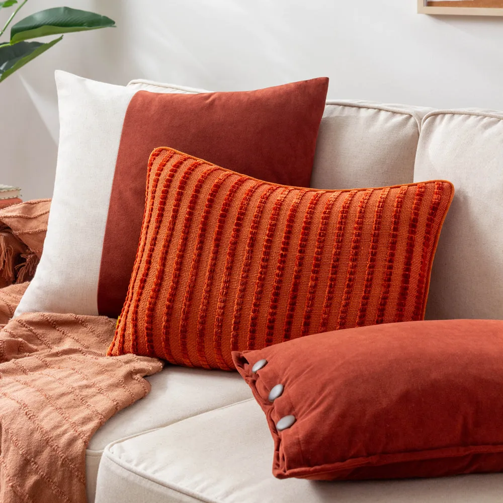 Effron Washed Velvet Cushion Brick