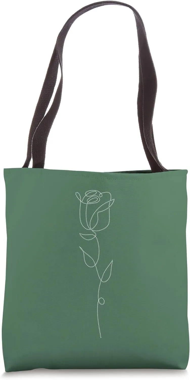 Elegant Flower Line Art Minimalistic Floral Artwork Rose Tote Bag