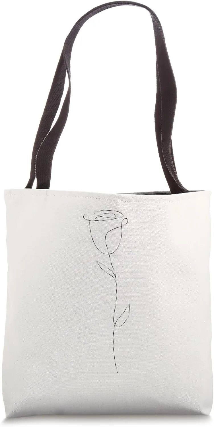 Elegant Flower Line Art Minimalistic Floral Artwork Rose Tote Bag