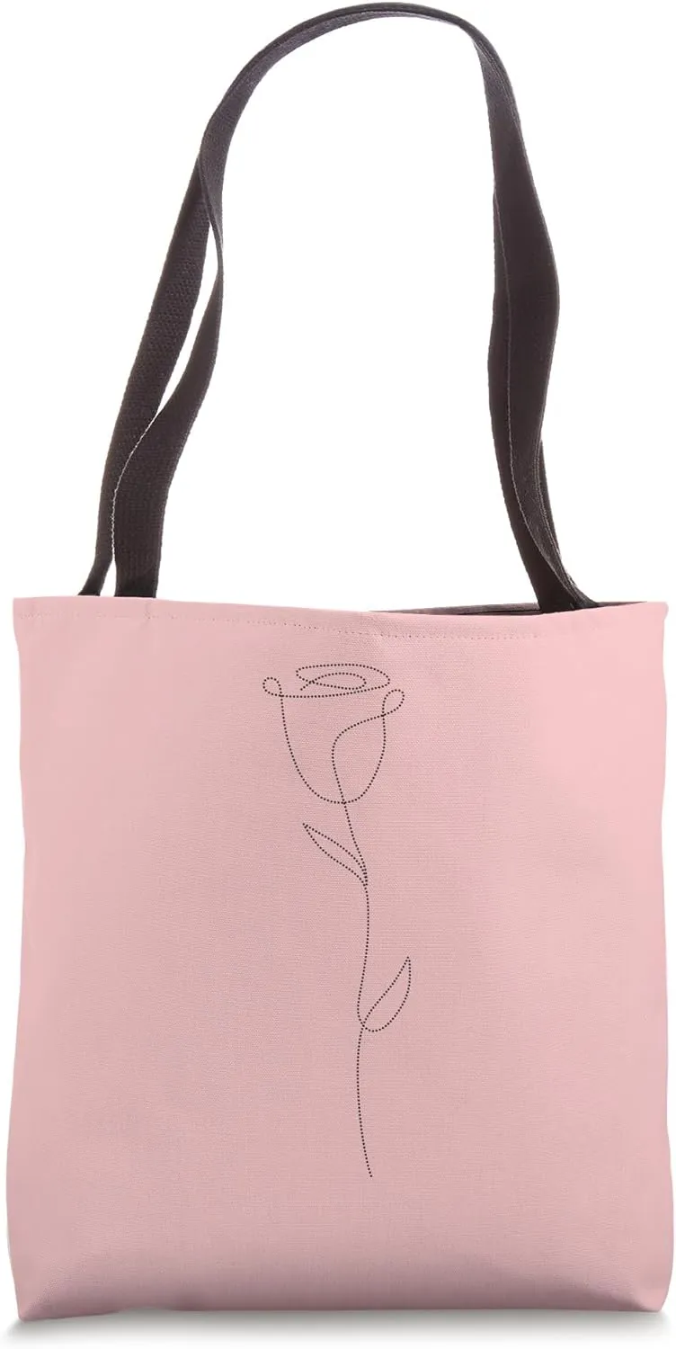 Elegant Flower Line Art Minimalistic Floral Artwork Rose Tote Bag