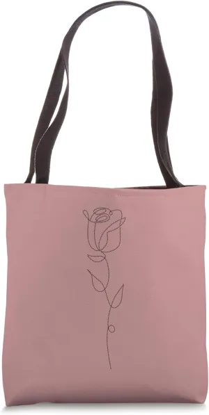 Elegant Flower Line Art Minimalistic Floral Artwork Rose Tote Bag