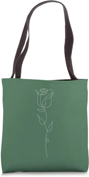 Elegant Flower Line Art Minimalistic Floral Artwork Rose Tote Bag