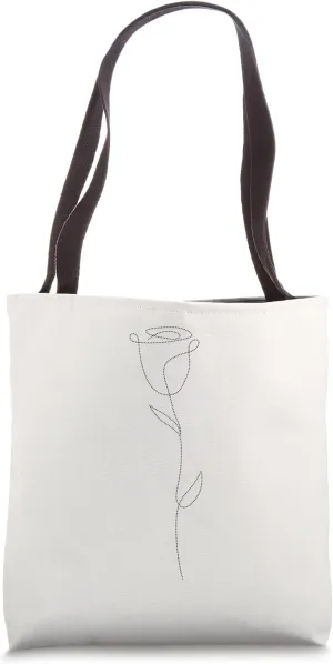 Elegant Flower Line Art Minimalistic Floral Artwork Rose Tote Bag