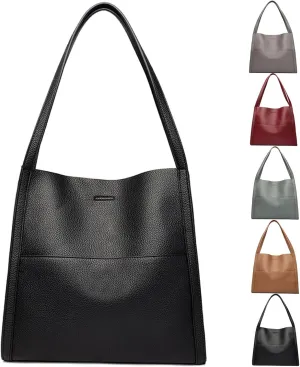 Elmyse Solid Color Genuine Leather Shoulder Bag - Crossbody Purse