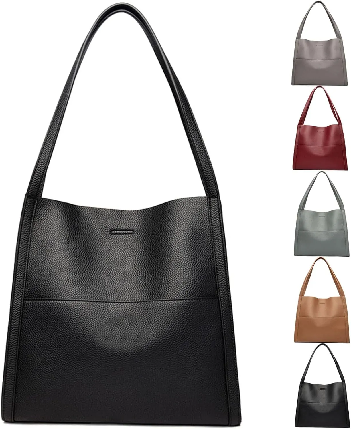 Elmyse Solid Color Genuine Leather Shoulder Bag - Crossbody Purse