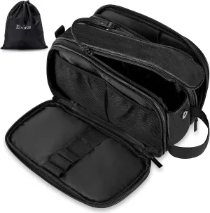 Elviros Toiletry Bag for Men, Large Travel Shaving Dopp Kit Water-resistant Bathroom Toiletries Organizer PU Leather Cosmetic Bags