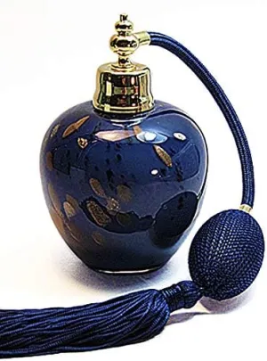 Empty Art Perfume Cologne Atomizer Bottle With Dark Blue Bulb And Tassel aAtomizer Attachment.