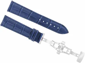 Eparts 18mm Leather Watch Band Strap Deployment Clasp Compatible With Jaeger Lecoultre Blue