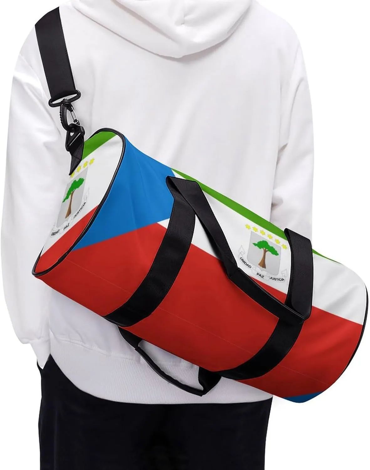 Equatorial Guinea Flag Gym Bag for Girls Boys Sports Duffel with Wet Pocket Travel Weekender