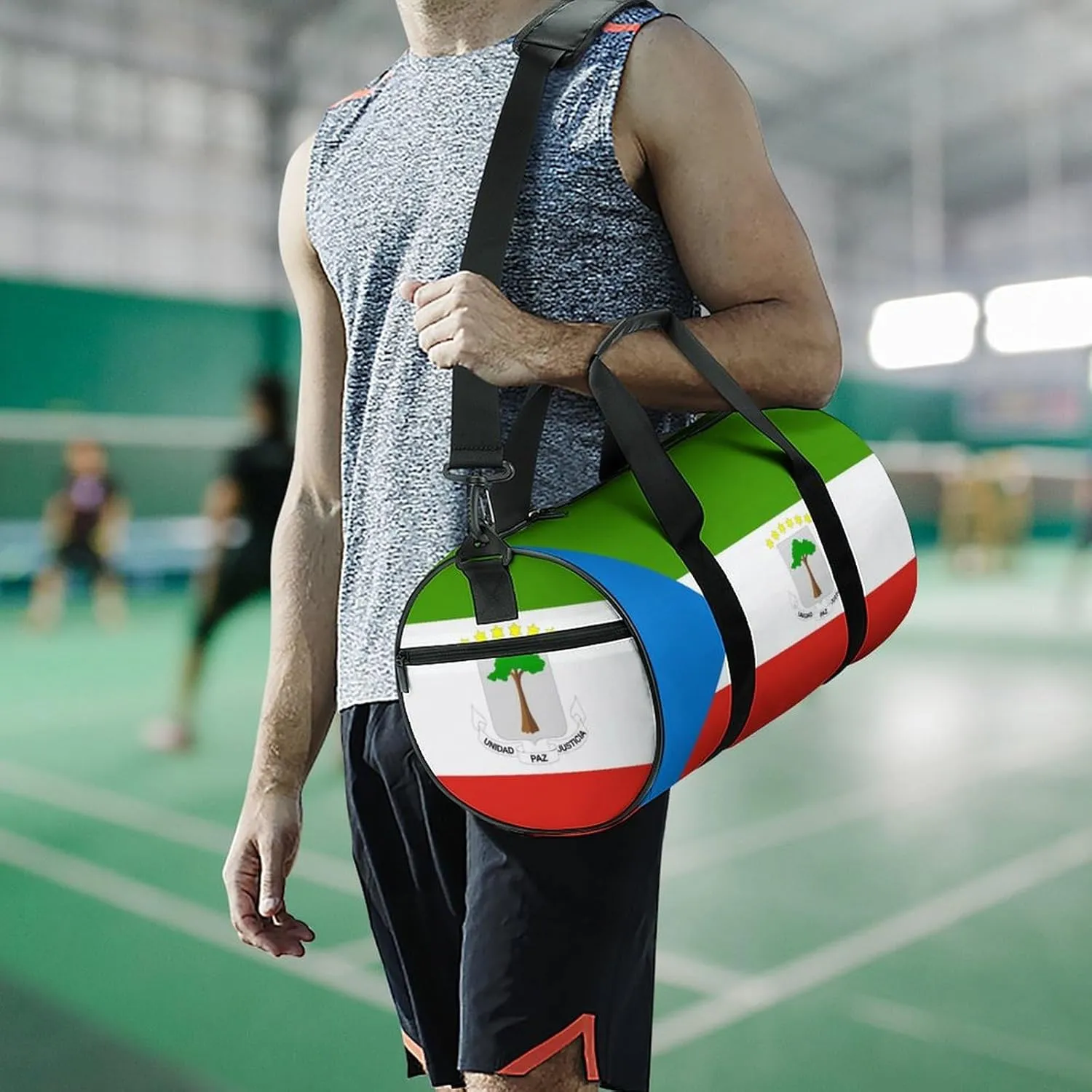 Equatorial Guinea Flag Gym Bag for Girls Boys Sports Duffel with Wet Pocket Travel Weekender