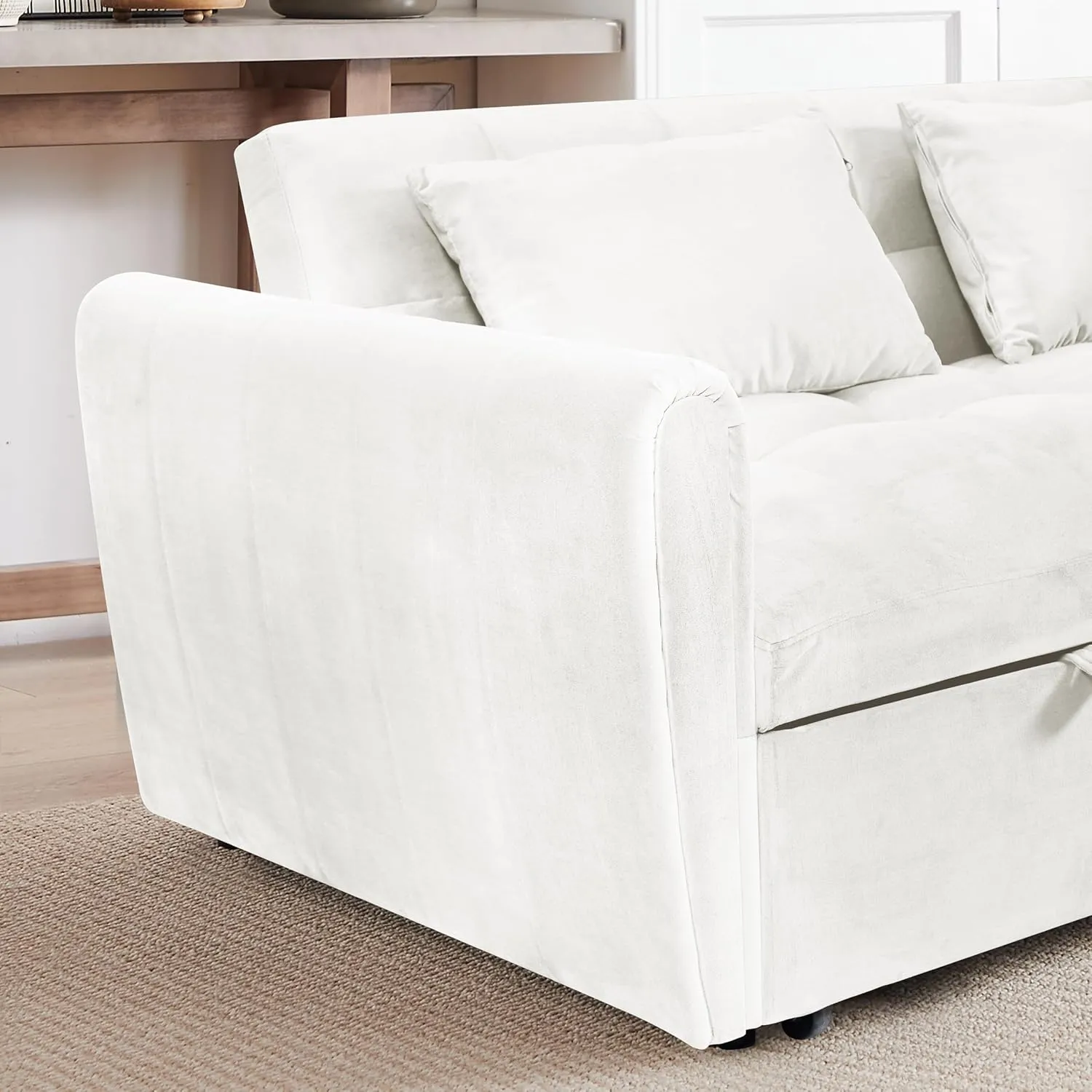 ERYE Oversized Loveseat Sofa Convertible Sleeper Sofabed Modern 3 in 1 Queen Convertible Sleeper Bed with Pull Out Sleep Couch Bed and 2 Pillows for Living Room Home Bedroom, Apartment, RV