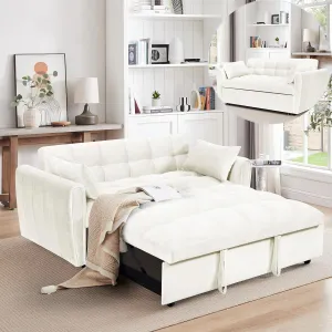 ERYE Oversized Loveseat Sofa Convertible Sleeper Sofabed Modern 3 in 1 Queen Convertible Sleeper Bed with Pull Out Sleep Couch Bed and 2 Pillows for Living Room Home Bedroom, Apartment, RV