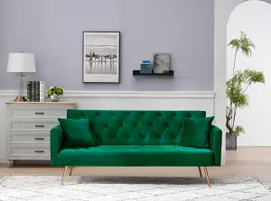 ERYE Tufted Futon Sofa Daybed 3 in 1 Modern Convertible Futon Sofabed,Soft Velvet Upholstered Loveseat Sofa Couch Living Room Nap Sleeper Couch Bed for Home Office Apartment