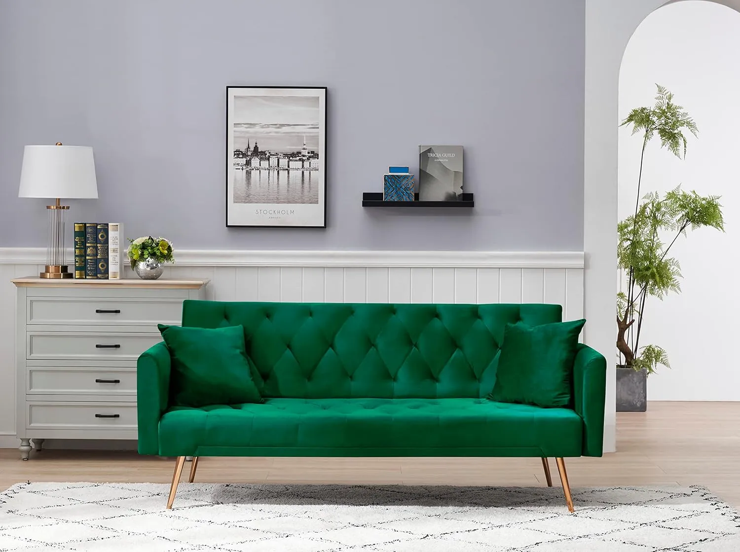 ERYE Tufted Futon Sofa Daybed 3 in 1 Modern Convertible Futon Sofabed,Soft Velvet Upholstered Loveseat Sofa Couch Living Room Nap Sleeper Couch Bed for Home Office Apartment