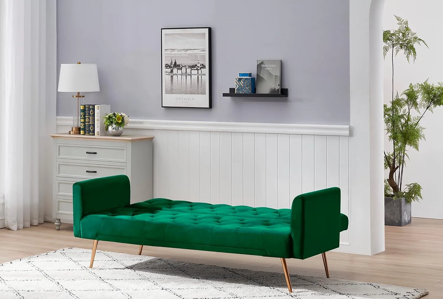 ERYE Tufted Futon Sofa Daybed 3 in 1 Modern Convertible Futon Sofabed,Soft Velvet Upholstered Loveseat Sofa Couch Living Room Nap Sleeper Couch Bed for Home Office Apartment