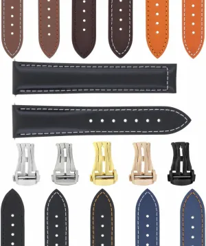 Ewatchparts 18-24MM LEATHER STRAP WATCH BAND 41MM OMEGA SEAMASTER 300 or PLANET OCEAN