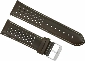 Ewatchparts 18mm Compatible With Tag Heuer Carrera Perforated Leather Watch Band Strap Quick Release Brown With White Stitching