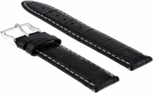 Ewatchparts 18mm Genuine Leather Watch Band Strap Compatible With Tag Heuer Formula F1 Aquaracer Black With White Stitching #5