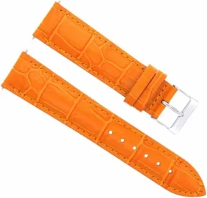 Ewatchparts 18mm Leather Watch Band Strap Compatible With Audemars Piguet Orange