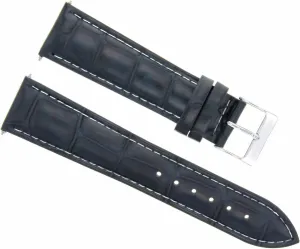 Ewatchparts 18mm Leather Watch Band Strap Compatible With Franck Muller Crazy Hour Watch Dark Blue With White Stitching