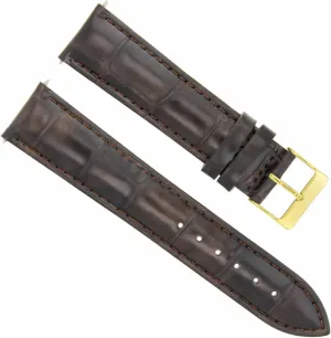 Ewatchparts 18mm Leather Watch Band Strap Compatible With Jaeger Lecoultre Watch Dark Brown With Gold Buckle