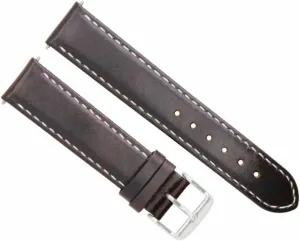 Ewatchparts 18mm Leather Watch Band Strap Smooth Compatible With Tag Heuer Aquaracer F1 Watch Dark Brown With White Stitching
