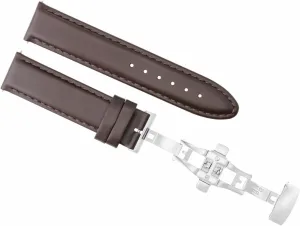 Ewatchparts 18mm Leather Watch Band Strap Smooth Deployment Clasp Compatible With Ulysse Nardin Dark Brown #2