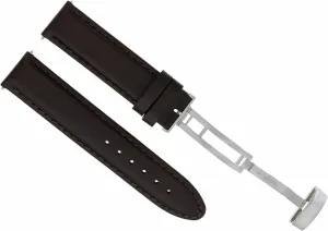 Ewatchparts 18mm Smooth Leather Watch Band Strap Deployment Clasp Compatible With Franck Muller Dark Brown