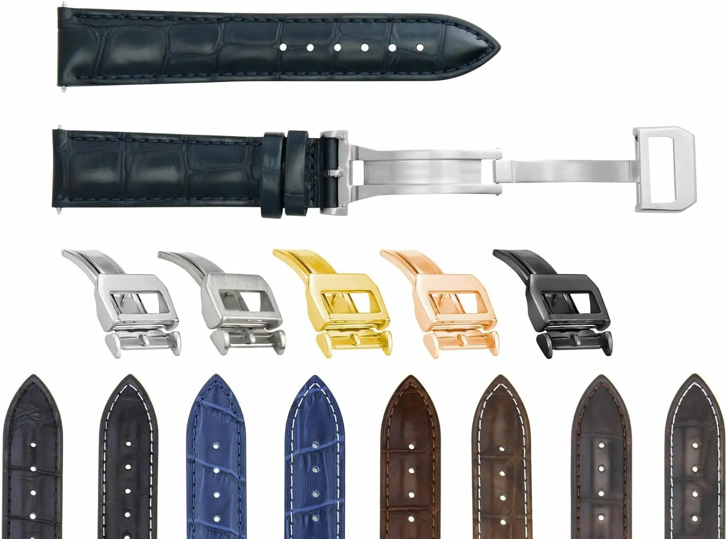 Ewatchparts 19-20-21-22-23mm Leather Watch Band Strap Compatible With IWC Pilot Portugese Top Gun Watch