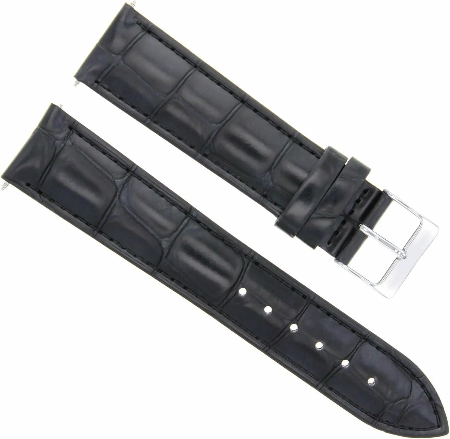 Ewatchparts 19MM ITALIAN LEATHER WATCH BAND STRAP COMPATIBLE WITH GUESS WATCH 19/18MM BLACK