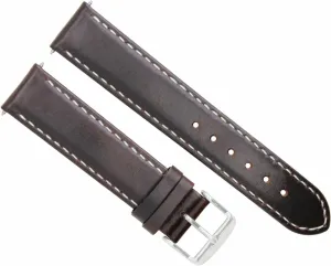 Ewatchparts 19mm Leather Watch Band Strap Smooth Compatible With Omega Seamaster Planet Ocean Dark Brown With White Stitching