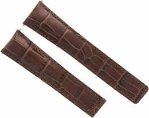 Ewatchparts 20mm Leather Watch Band Strap Compatible With 41mm Omega Seamaster Planet Ocean Brown With White Stitching