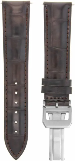 Ewatchparts 20mm Leather Watch Band Strap Compatible With IWC Portuguese Deployment Clasp Dark Brown