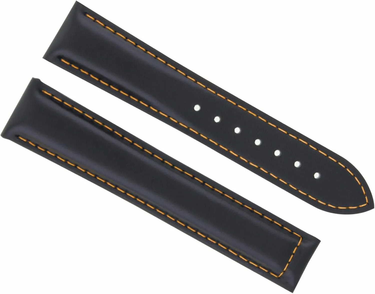 Ewatchparts 20mm Leather Watch Band Strap Compatible With Omega Seamaster Planet Ocean Clasp Black With Orange Stitching