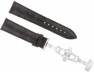 Ewatchparts 20mm Leather Watch Band Strap Deployment Clasp Compatible With Raymond Weil Watch Dark Brown