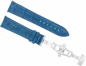 Ewatchparts 20mm Leather Watch Band Strap Deployment Clasp Compatible With Ulysse Nardin Light Blue