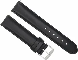 Ewatchparts 20mm Leather Watch Band Strap Smooth Waterproof Compatible With Maurice Lacroix Pontos Black