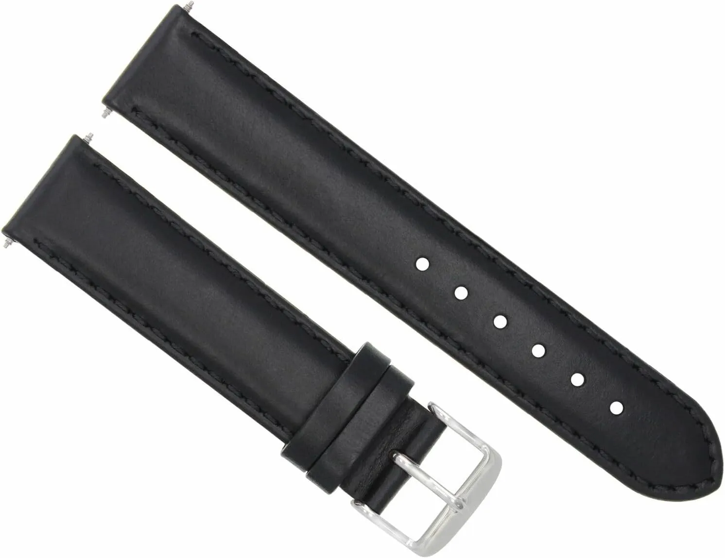 Ewatchparts 20mm Leather Watch Band Strap Smooth Waterproof Compatible With Maurice Lacroix Pontos Black