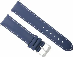 Ewatchparts 20mm Smooth Leather Watch Band Strap Compatible With 44mm Panerai Luminor Blue With White Stitching