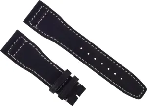 Ewatchparts 21mm Calf Leather Strap Watch Band Compatible With IWC Portuguese Pilot Top Gun Black With White Stitching