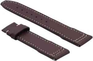 Ewatchparts 21mm Leather Strap Watch Band Deployment Clasp Compatible With IWC Pilot Portuguese Brown With White Stitching