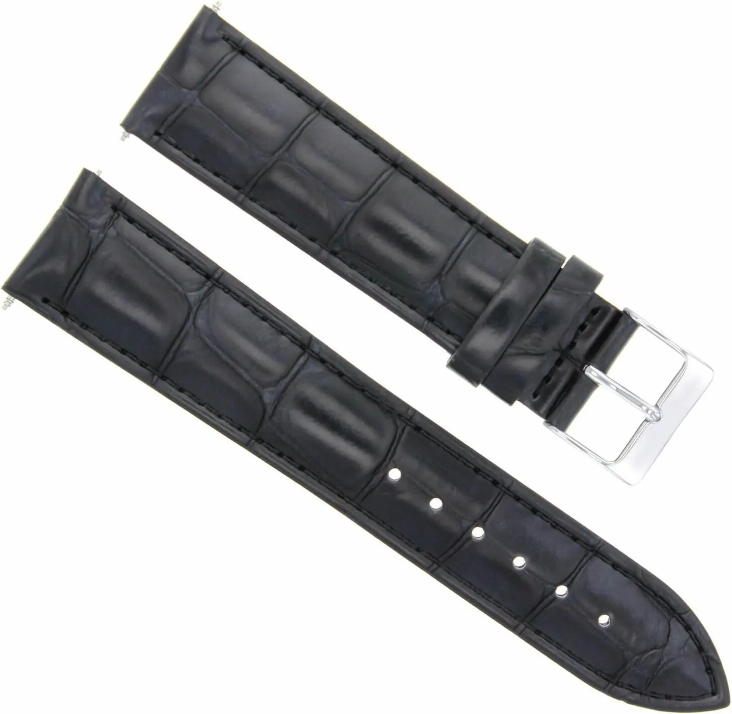 Ewatchparts 21mm Leather Watch Band Strap Compatible With IWC Pilot Portuguese Top Gunwatch Black