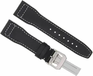Ewatchparts 22mm Calf Leather Watch Band Strap Clasp Compatible With IWC Pilot Portuguese Top Gun Black
